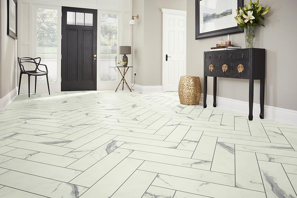 Entry Foyer Luxury Vinyl Tile Herringbone LVT -  Carpet Tree in North Liberty, IA